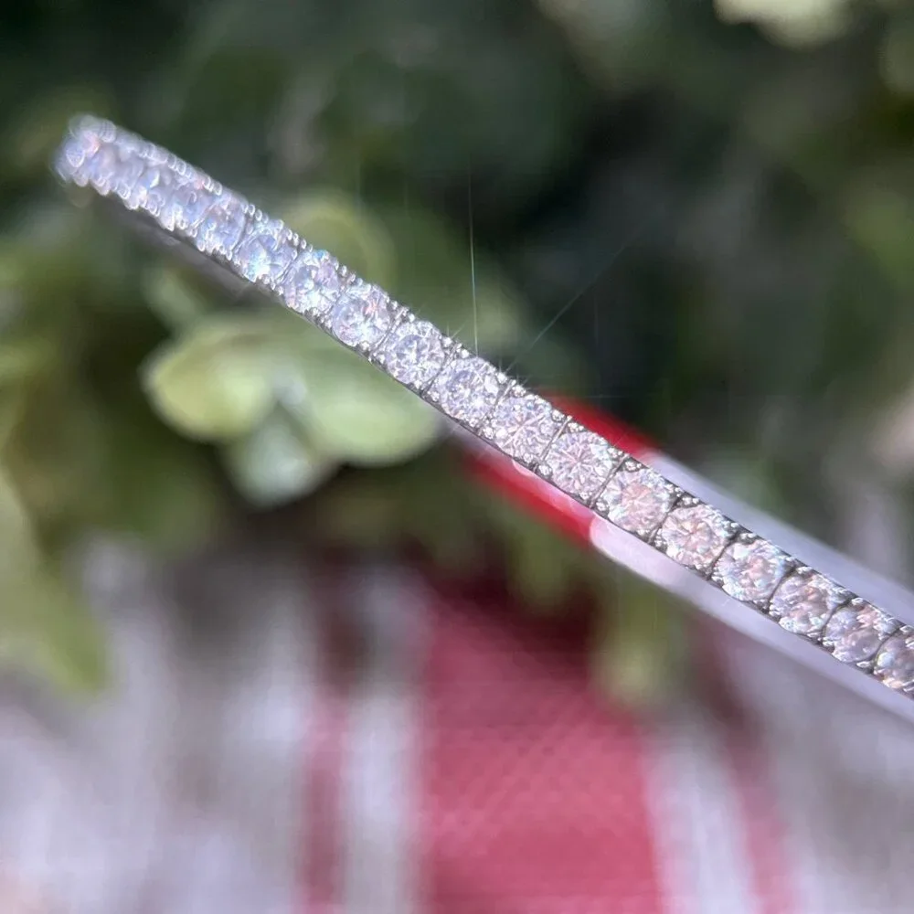 Silver Tone Eternity Rhinestones Bangle